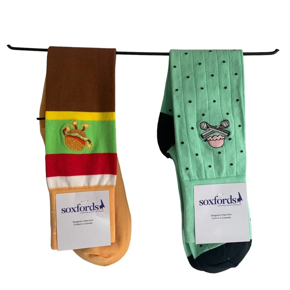 Soxfords Mens socks Golden‎ Arches and Chico Chip Mints Socks NWT Pair Funky Fun